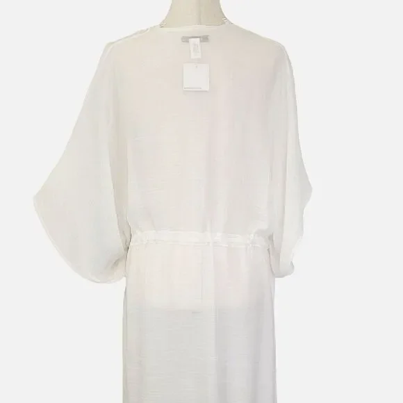 Kensie White Lace Trim Cover-Up Plus Size - Picture 4 of 9